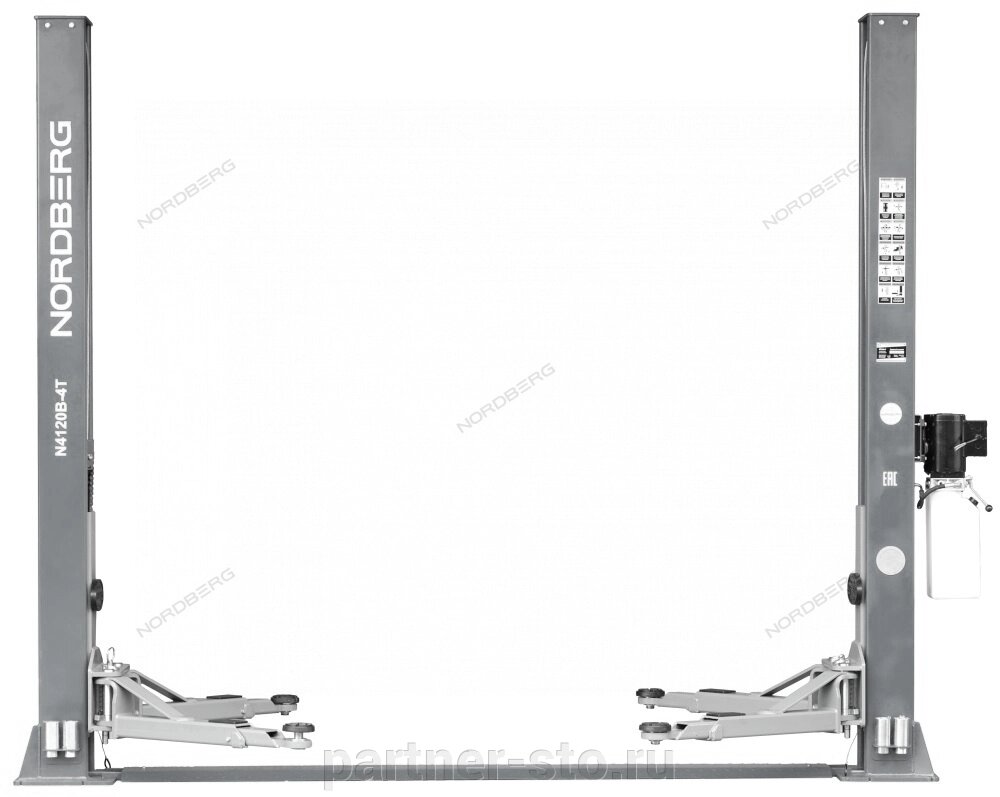 Подъемник 220V 2х стоечный 4т (серый) NORDBERG N4120B-4G от компании Партнёр-СТО - оборудование и инструмент для автосервиса и шиномонтажа. - фото 1