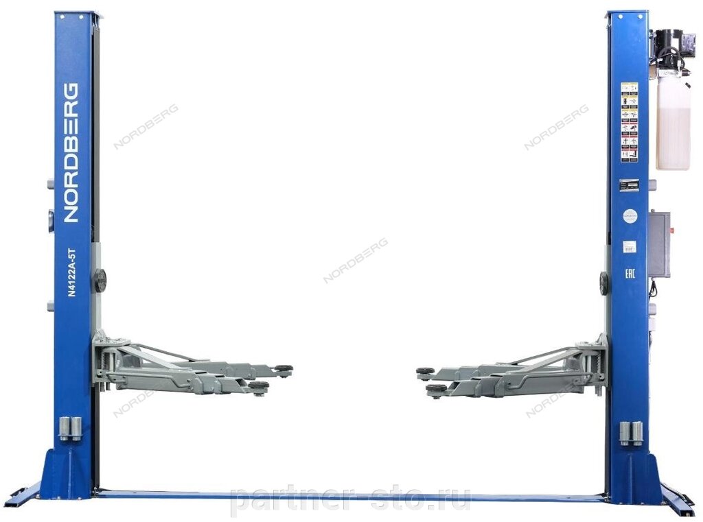 Подъемник двухстоечный 5 т, нижняя синхронизация, с электростопорами, 380 В, синий N4122AE-5B 380 Nordberg от компании Партнёр-СТО - оборудование и инструмент для автосервиса и шиномонтажа. - фото 1