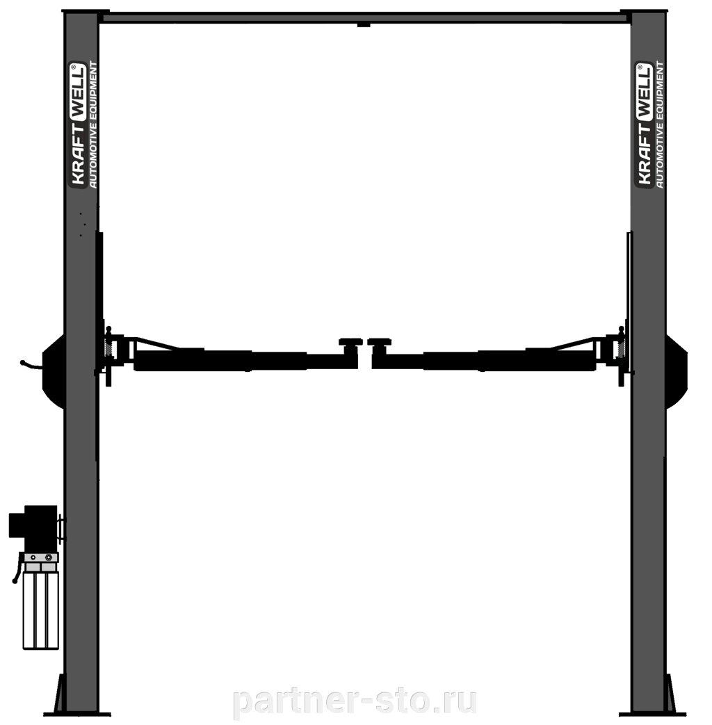 Подъемник двухстоечный г/п 4000 кг. электрогидравлический KRW4ELH/220 KraftWell от компании Партнёр-СТО - оборудование и инструмент для автосервиса и шиномонтажа. - фото 1