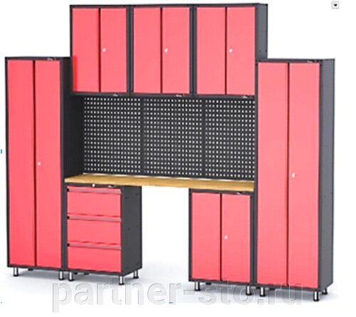 RF-01463 ROCKFORCE Комплект металлической гаражной мебели 11 пр 460х2180х3330мм от компании Партнёр-СТО - оборудование и инструмент для автосервиса и шиномонтажа. - фото 1