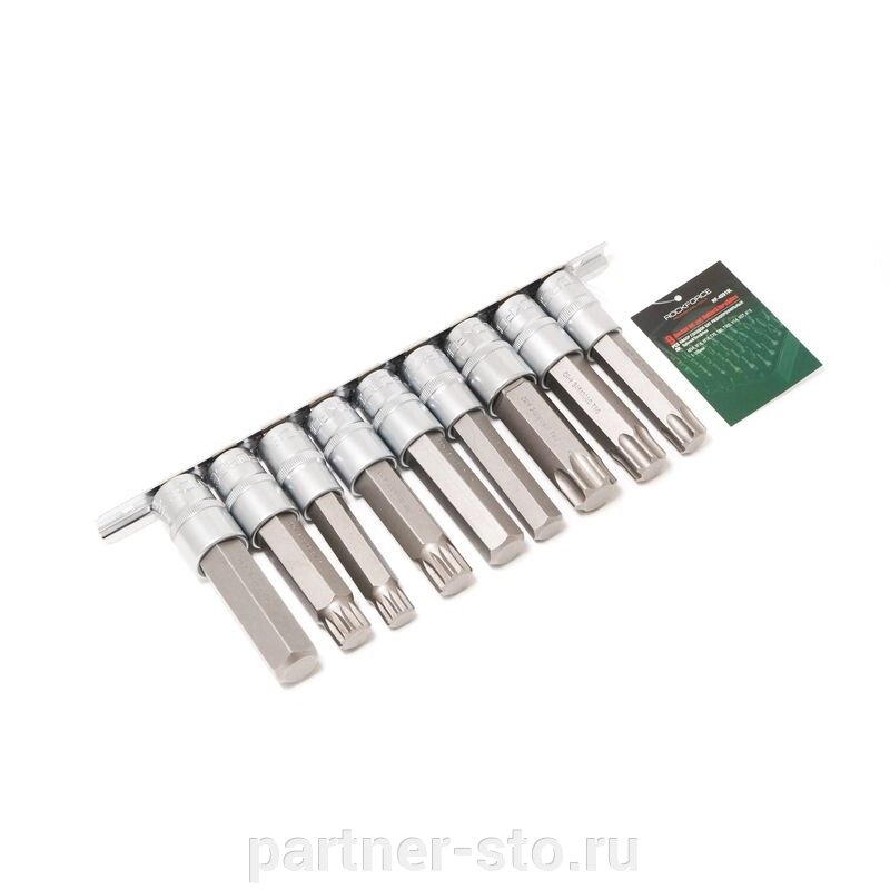 RF-40919L Набор головок-бит разнопрофильных Spline&Torx&Hex, 9 пр., на планке ROCKFORCE от компании Партнёр-СТО - оборудование и инструмент для автосервиса и шиномонтажа. - фото 1