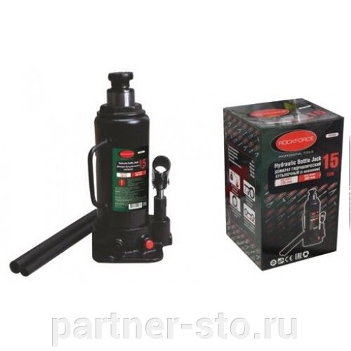 RF-T91504 ROCKFORCE Домкрат бутылочный 15т с клапаном + дополнительный ремкомплект от компании Партнёр-СТО - оборудование и инструмент для автосервиса и шиномонтажа. - фото 1