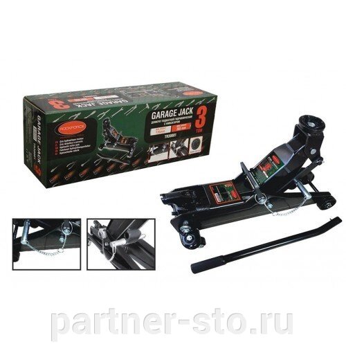 RF-TR30001 ROCKFORCE Домкрат подкатной гидравлический 3т ,с фиксацией+резиновая накладка (h min 135мм h max 385мм) от компании Партнёр-СТО - оборудование и инструмент для автосервиса и шиномонтажа. - фото 1