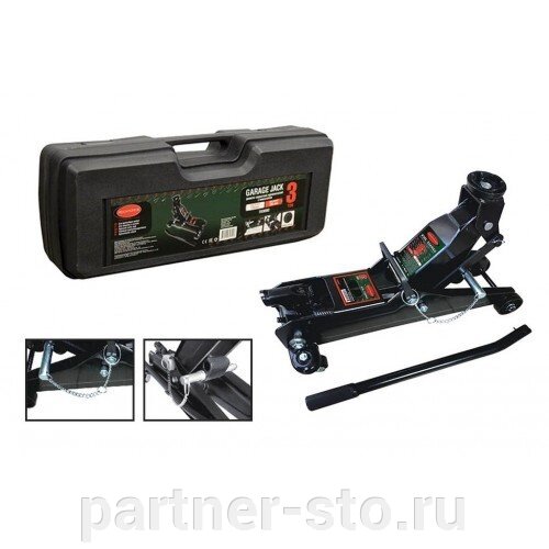 RF-TR30002 ROCKFORCE Домкрат подкатной гидравлический 3т ,с фиксацией+резиновая накладка (h min 135мм h max 385мм)в кей от компании Партнёр-СТО - оборудование и инструмент для автосервиса и шиномонтажа. - фото 1