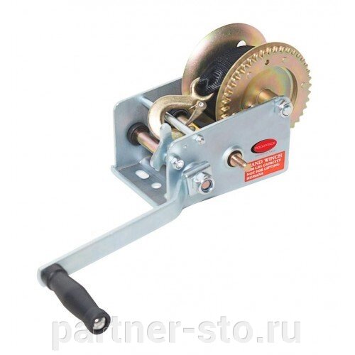 RF-TRT1301S ROCKFORCE Лебедка ручная барабанная двухскоростная, 1300кг (нейлоновый ремень, ширина ремня-50мм, длина рем от компании Партнёр-СТО - оборудование и инструмент для автосервиса и шиномонтажа. - фото 1