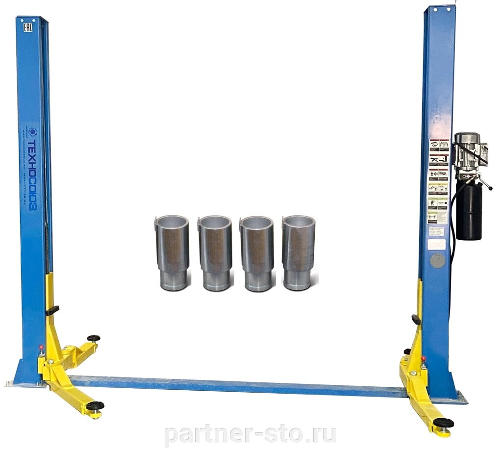 TS-4 Техносоюз Подъемник двухстоечный г/п 4 тонны 220В от компании Партнёр-СТО - оборудование и инструмент для автосервиса и шиномонтажа. - фото 1