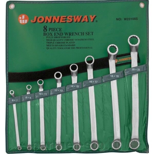 W23108S Jonnesway Набор ключей накидных 75-гр, 6-22 мм, 8 предметов от компании Партнёр-СТО - оборудование и инструмент для автосервиса и шиномонтажа. - фото 1
