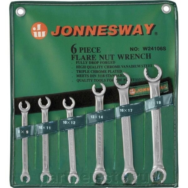 W24106S Jonnesway Набор ключей разрезных 8-19 мм, 6 предметов от компании Партнёр-СТО - оборудование и инструмент для автосервиса и шиномонтажа. - фото 1