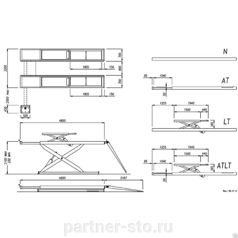 Werther-OMA Saturnus EV45LT+PG_grey подъемник ножничный г/п 4500 кг. от компании Партнёр-СТО - оборудование и инструмент для автосервиса и шиномонтажа. - фото 1