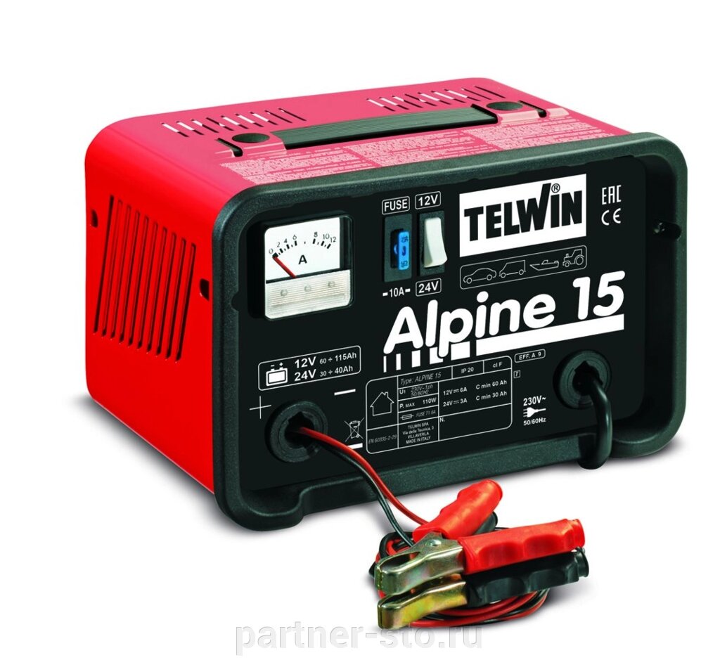 Зарядное устройство ALPINE 15 230V 12-24V Telwin код 807544 от компании Партнёр-СТО - оборудование и инструмент для автосервиса и шиномонтажа. - фото 1