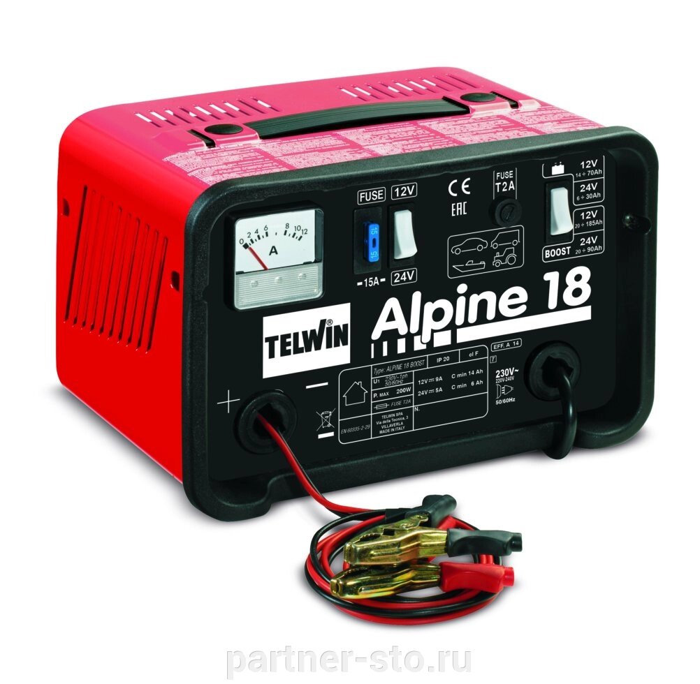 Зарядное устройство ALPINE 18 BOOST 230V 12-24V Telwin код 807545 от компании Партнёр-СТО - оборудование и инструмент для автосервиса и шиномонтажа. - фото 1