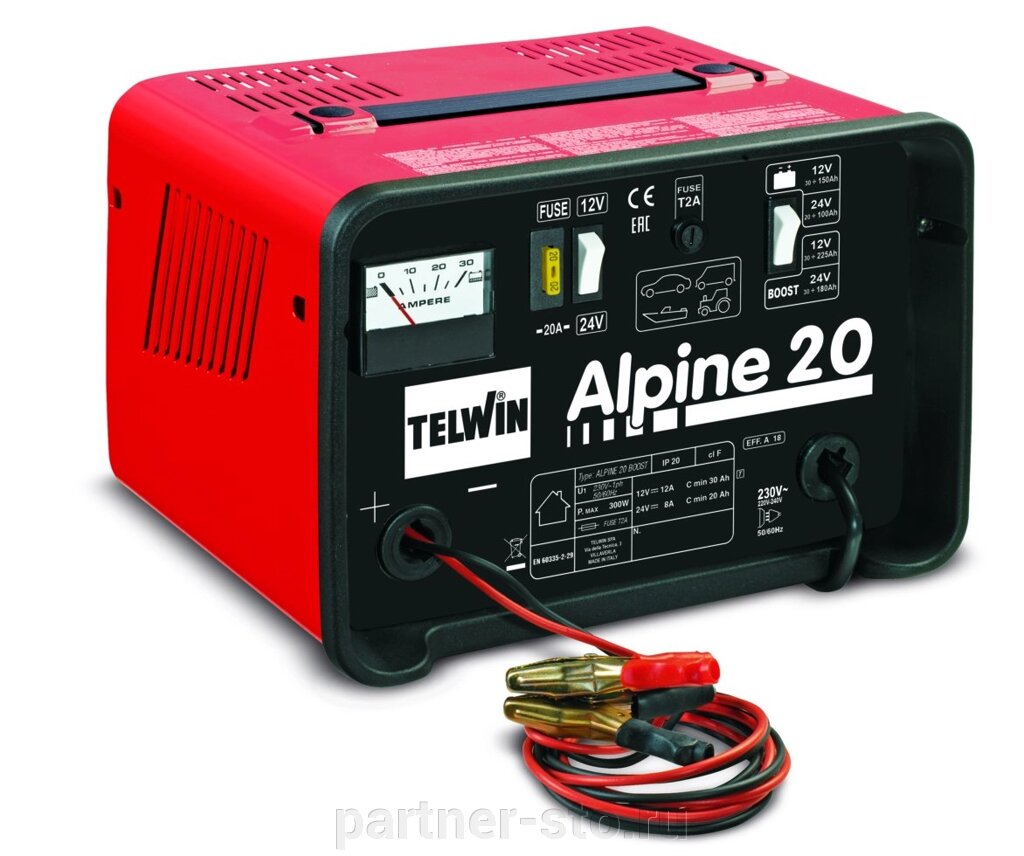 Зарядное устройство ALPINE 20 BOOST 230V 50/60HZ 12-24V Telwin код 807546 от компании Партнёр-СТО - оборудование и инструмент для автосервиса и шиномонтажа. - фото 1