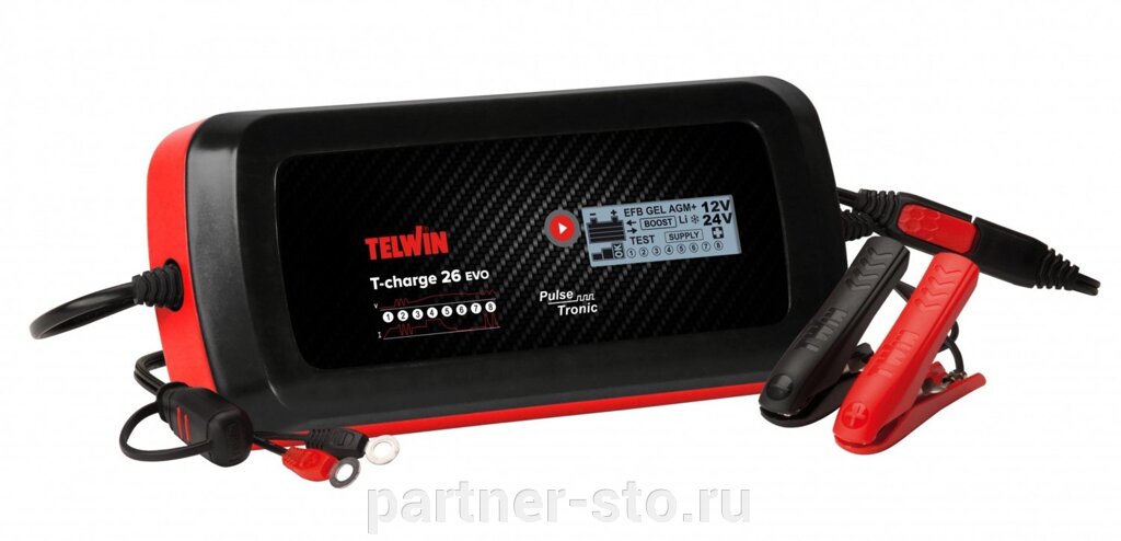 Зарядное устройство T-CHARGE 26 EVO 12V/24V Telwin код 807595 от компании Партнёр-СТО - оборудование и инструмент для автосервиса и шиномонтажа. - фото 1