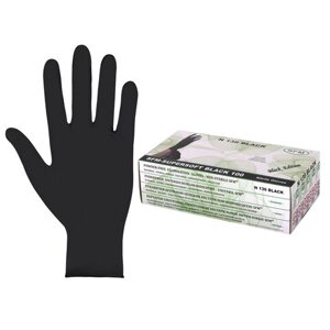 Перчатки нитриловые смотровые SFM Supersoft N136, Германия, 100 пар (200 шт.), размер L (большой), черные