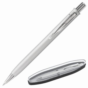 Ручка подарочная шариковая BRAUBERG "Vocale", СИНЯЯ, корпус серебристый с хромированными деталями, линия письма 0,5 мм,