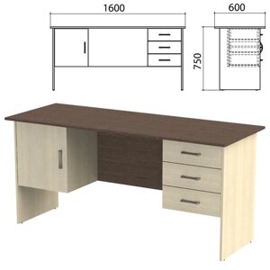 Стол письменный "Канц", 1600х600х750 мм, 2 тумбы, комбинированный, цвет венге/дуб молочный (КОМПЛЕКТ) в Ростовской области от компании ООО "Торус"