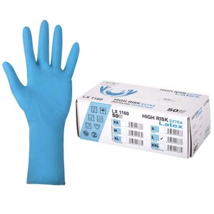 Перчатки латексные смотровые сверхпрочные SFM HIGH RISK LX 1160, 25 пар (50 шт.), L (большой)
