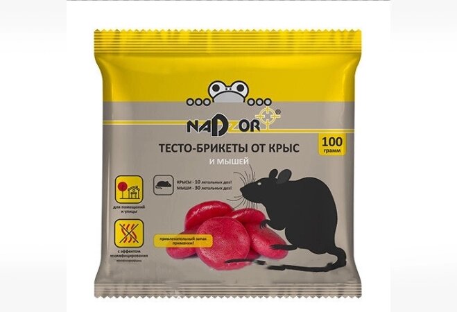NADZOR Тесто-брикет от крыс и мышей, 100г. от компании Экологическая компания ООО "МИГ" - фото 1