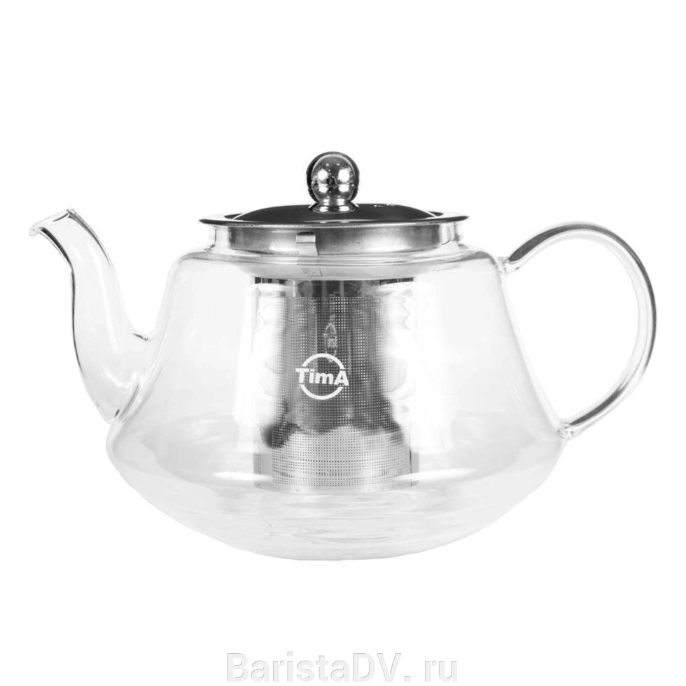 Чайник заварочный стеклянный TimA "МЕЛИССА" 1000 мл  с ситом из нерж. стали от компании BaristaDV. ru - фото 1