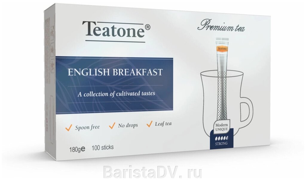 Черный чай Английский завтрак, TEATONE, пенал 100 стиков от компании BaristaDV. ru - фото 1