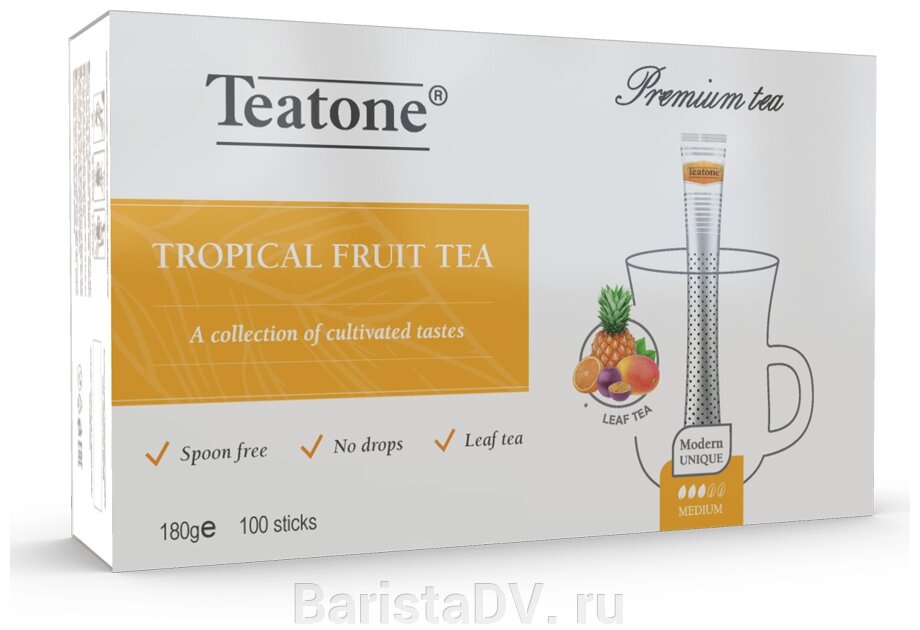 Черный чай Аромат тропических фруктов, TEATONE, пенал 100 стиков ##от компании## BaristaDV. ru - ##фото## 1