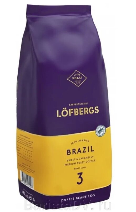 Кофе в зёрнах Lofbergs Brazil 1000г*4, пакет от компании BaristaDV. ru - фото 1