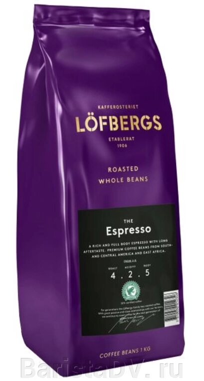 Кофе в зёрнах Lofbergs ESPRESSO 1000г*4, пакет от компании BaristaDV. ru - фото 1