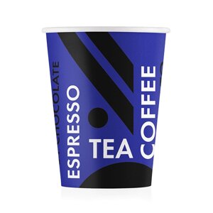 Стаканы картонные 250мл 8oz Д-Coffee tea черно-синий 1/50
