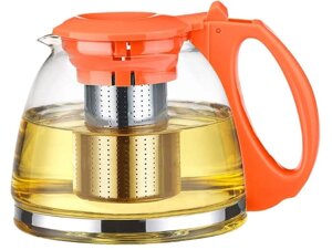Чайник стеклянный TimA "ГОДЖИ" оранжевый 1300мл с ситом.