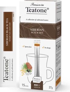 Чай чёрный с ароматом кедра и можжевельника Сибирский, "Teatone" в стиках для разовой заварки (15шт*