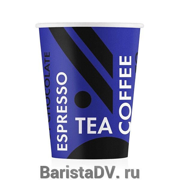 Стаканы картонные 250мл 8oz Д-Coffee tea черно-синий 1/50 от компании BaristaDV. ru - фото 1