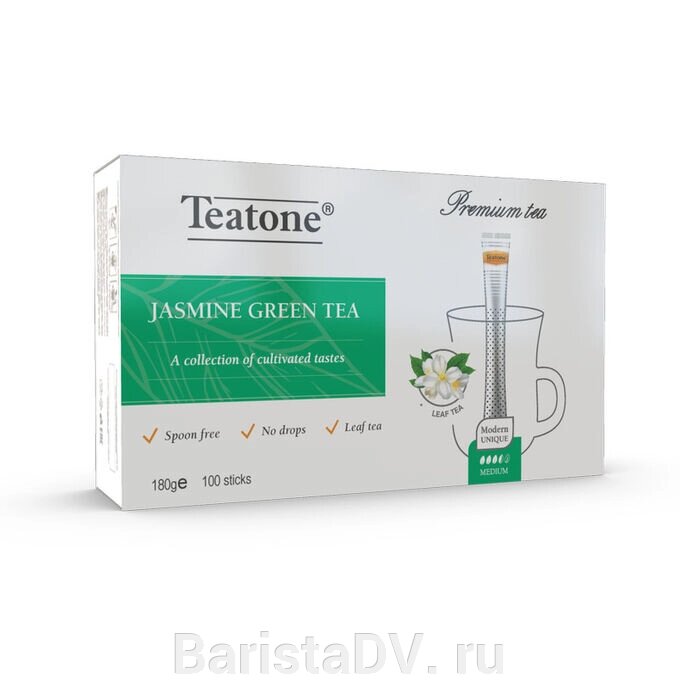 Зеленый чай  Аромат жасмина, TEATONE, пенал100 стиков от компании BaristaDV. ru - фото 1