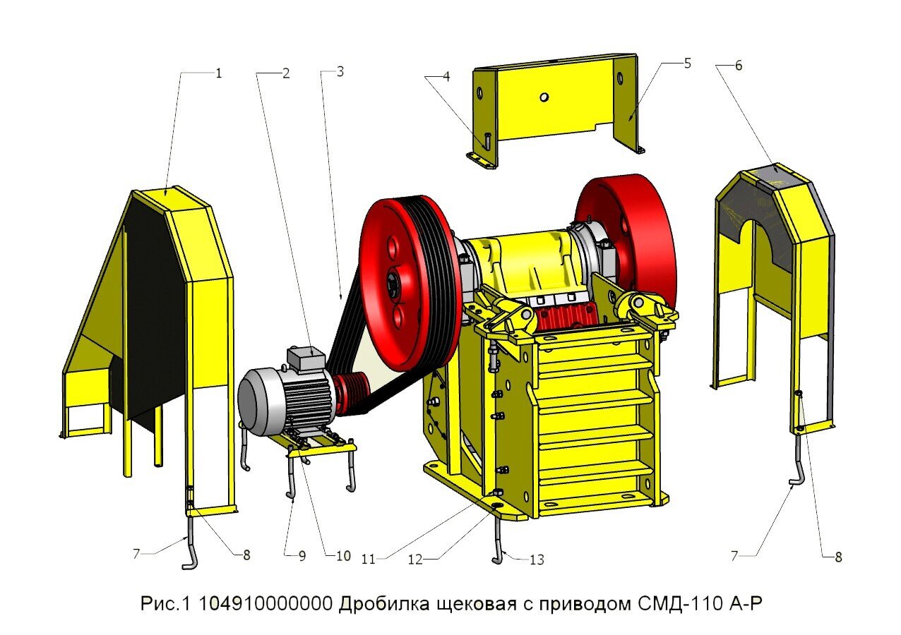Дробилка щековая с приводом СМД 110