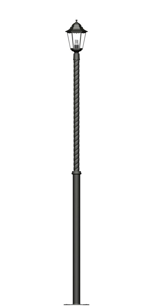 Фонарь на витой трубе с одним светильником высота 2,5 метра от компании Ковка-Трейд - фото 1