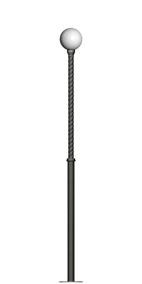 Фонарь на витой трубе с одним светильником высота 2,5 метра ##от компании## Ковка-Трейд - ##фото## 1