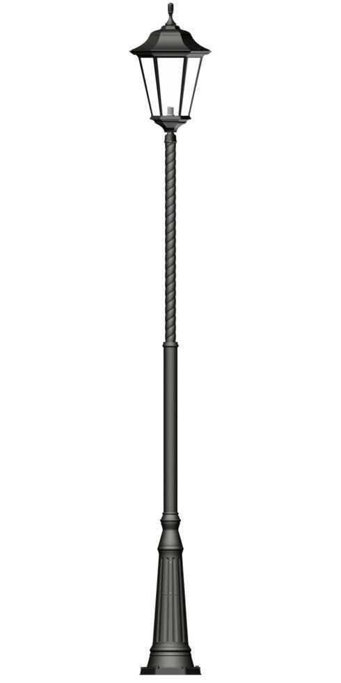 Фонарь на витой трубе с одним светильником высота 3,0 метра от компании Ковка-Трейд - фото 1