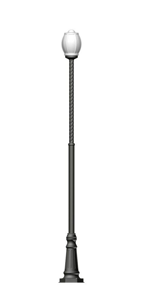 Фонарь на витой трубе с одним светильником высота 3.0 метра от компании Ковка-Трейд - фото 1