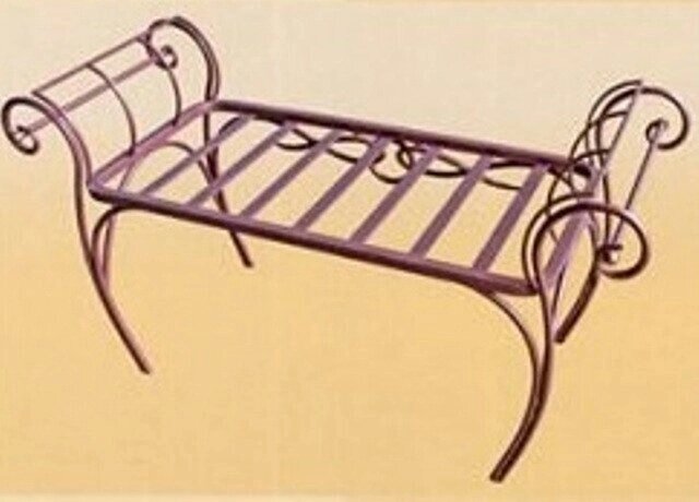 Кованая скамейка без спинки с оформленными краями от компании Ковка-Трейд - фото 1