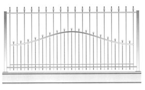 Кованое ограждение с вертикальными элементами и дугой по центру