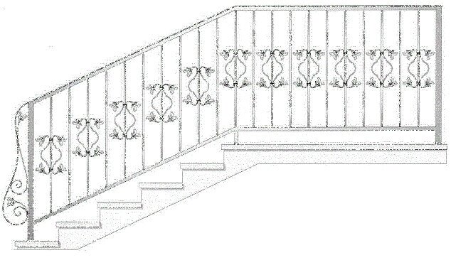 Кованые перила с листиками от компании Ковка-Трейд - фото 1