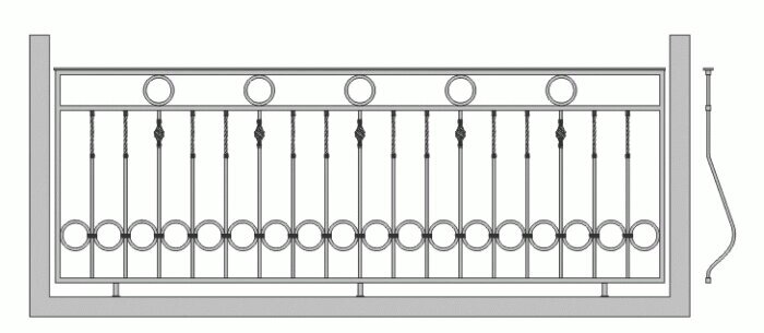 Кованый балкон с кольцами от компании Ковка-Трейд - фото 1