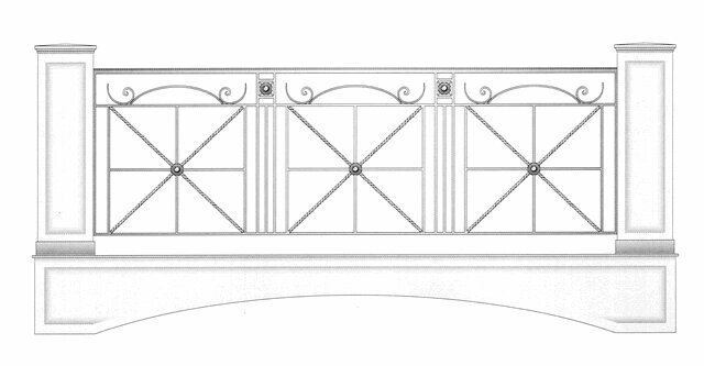 Кованый балкон с крестообразными вставками от компании Ковка-Трейд - фото 1