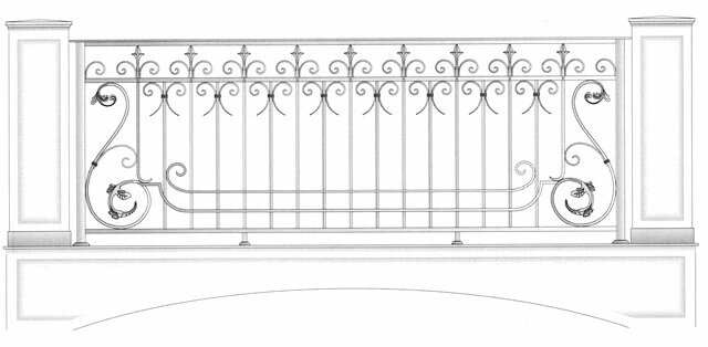 Кованый балкон с пиками от компании Ковка-Трейд - фото 1