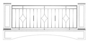 Кованый балкон с ромбом