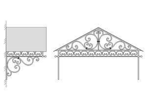 Кованый козырек над входом в дом