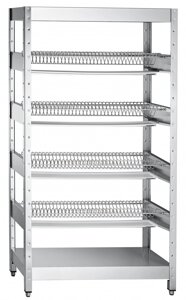 Кухонный стеллаж Abat ССТ-4-2, (400х1000 мм) 140 тарелок, вся нерж. с лотком для сбора воды