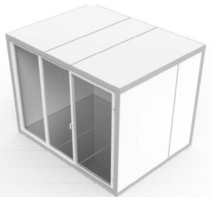Холодильная камера Север для цветов шип-паз со стеклопакетом 2,56х2,56х2,2 (ст. блок с одностворчатой дверью по стороне