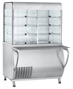 Прилавок-витрина холодильный Abat ПВВ (Н)-70М-С-01-НШ, нерж., с гастроёмкостями (саладэт закрыт,1120)