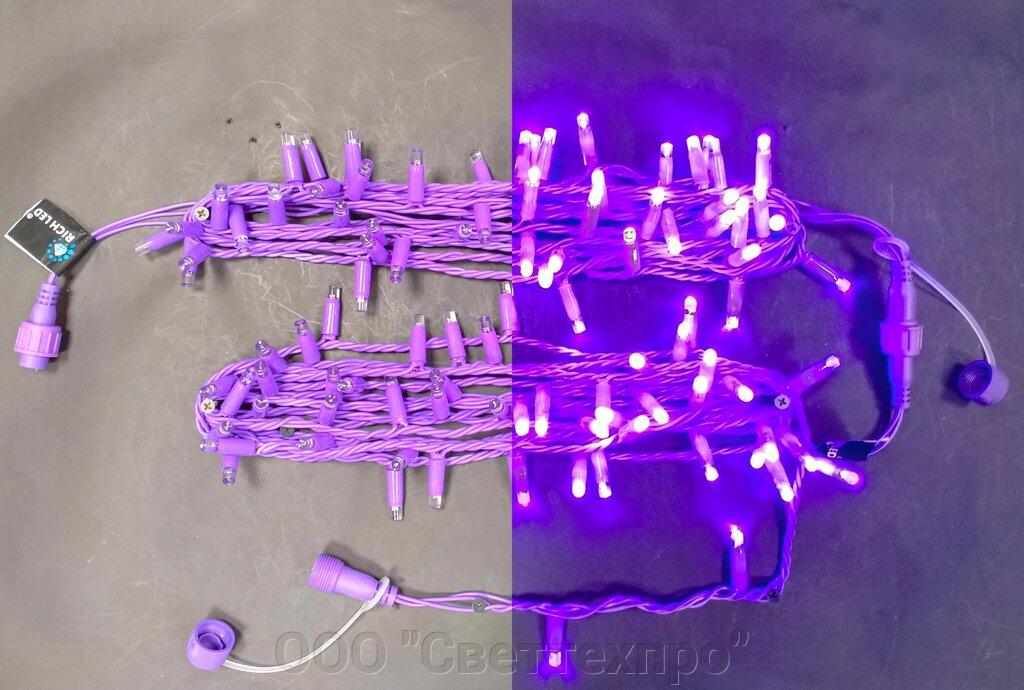 10 м, 220В, ДИ, колпачок, ФИОЛЕТОВЫЙ, фиолетовый провод от компании ООО "Светтехпро" - фото 1