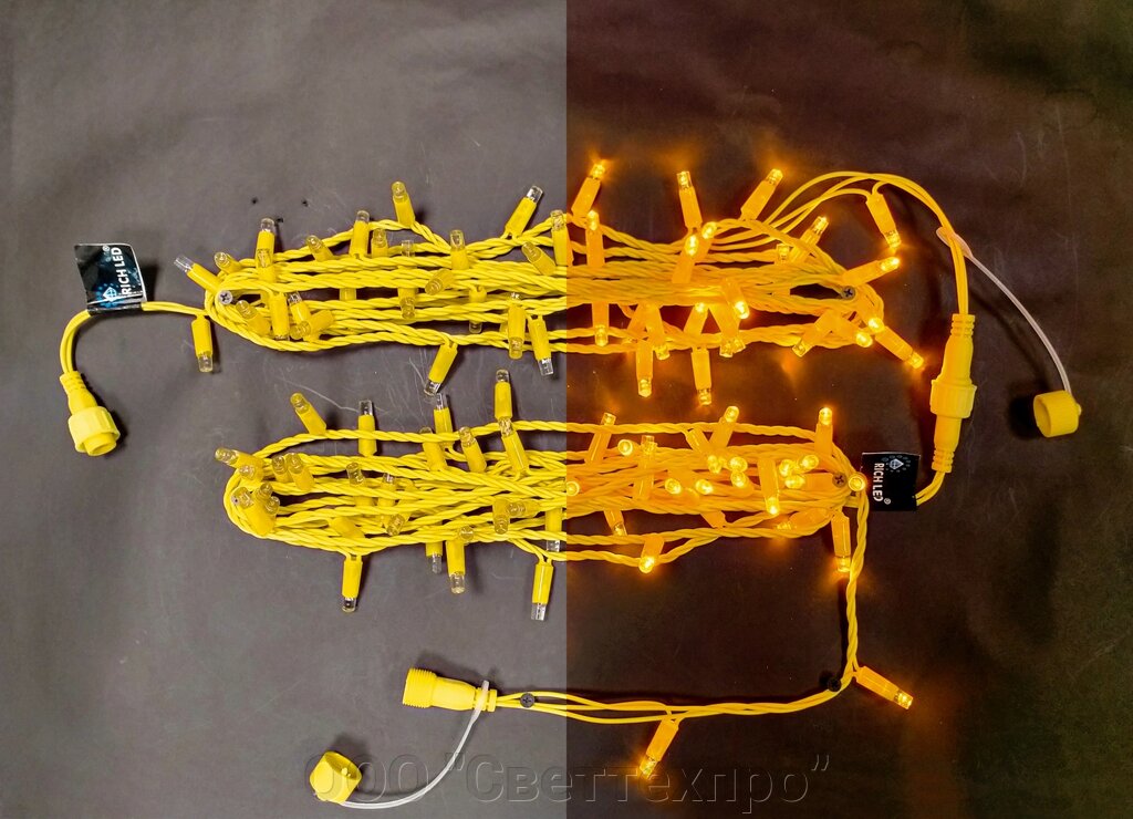 10 м, 220В, ДИ, колпачок, ЖЕЛТЫЙ, желтый провод от компании ООО "Светтехпро" - фото 1